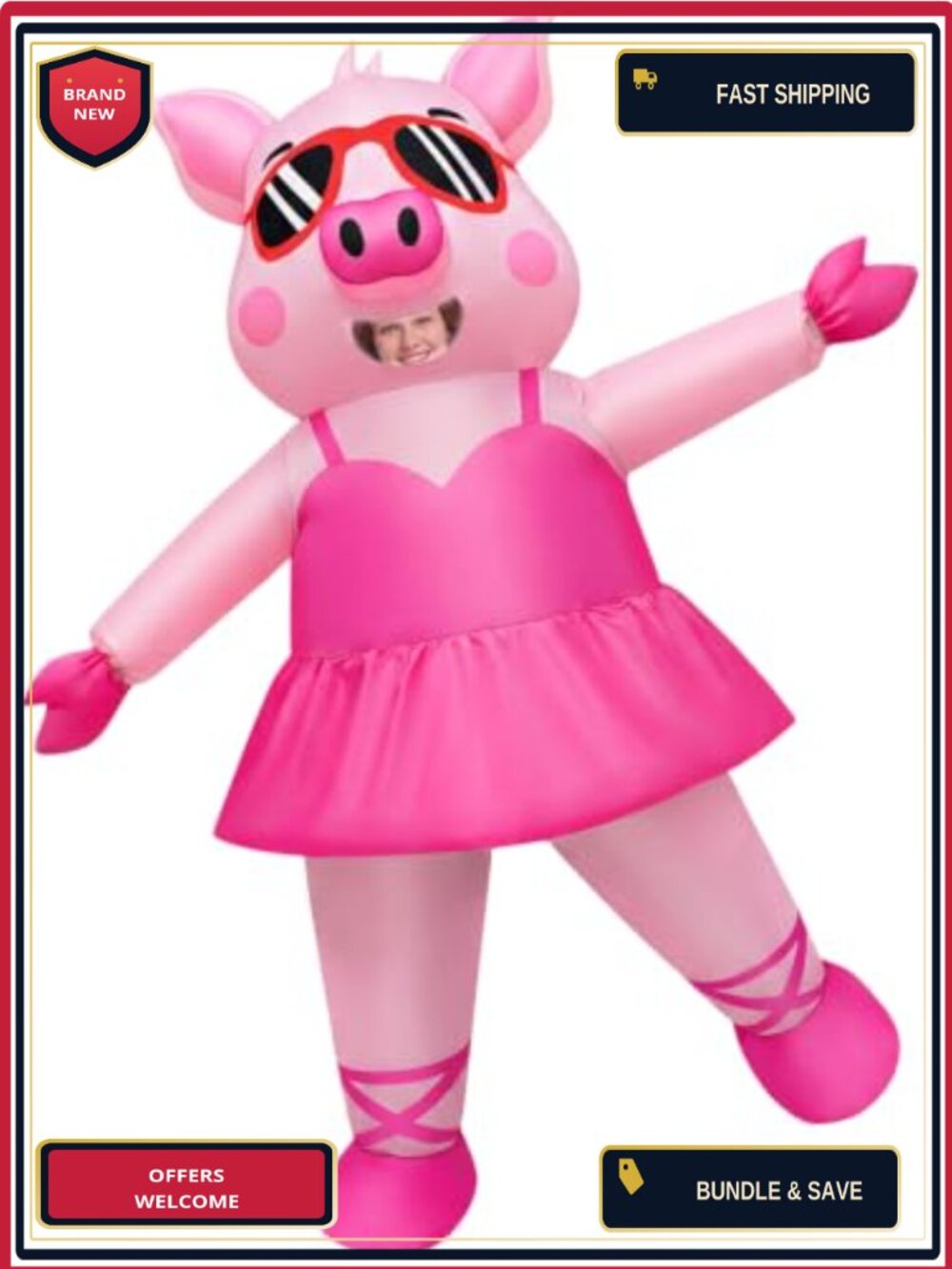 Inflatable Pig Costume Adult Full Body Blow Up Animal Suit Halloween Party